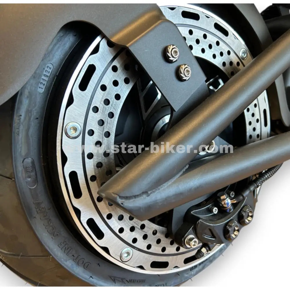 Radnabenmotor mit integrierter gelochter Bremsscheibe hinten